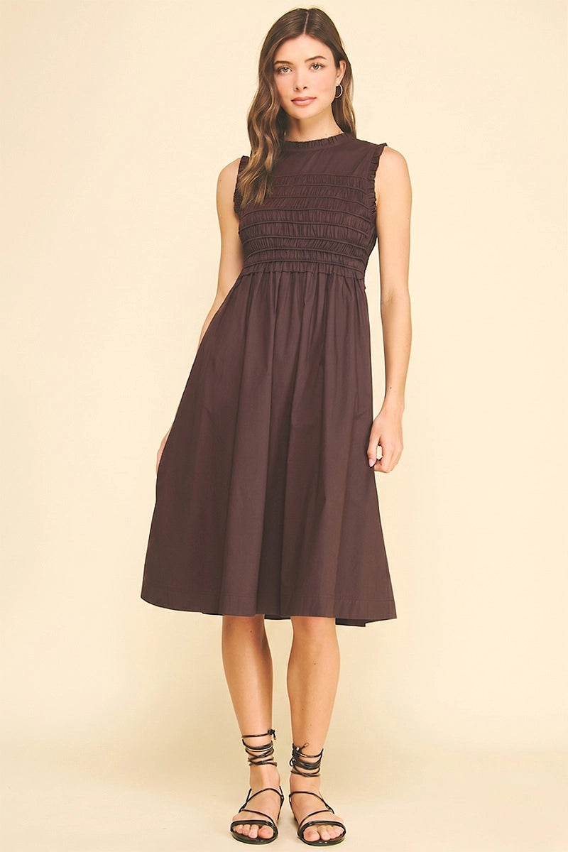 Smocking Detailed Midi Dress Pinch