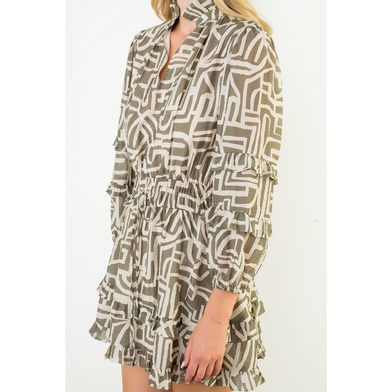 Long Sleeve Smocked Waist Dress THML