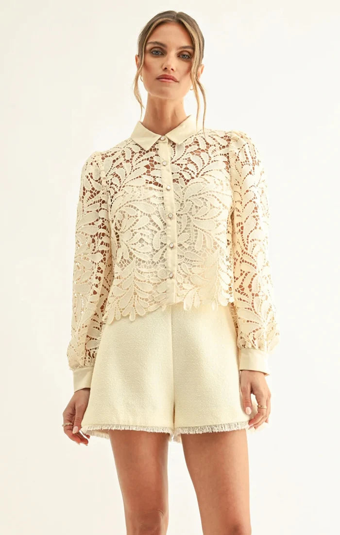 Diora Contrast Detail Lace Shirt Adelyn Rae