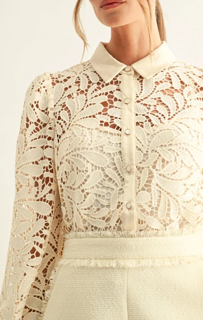 Diora Contrast Detail Lace Shirt Adelyn Rae