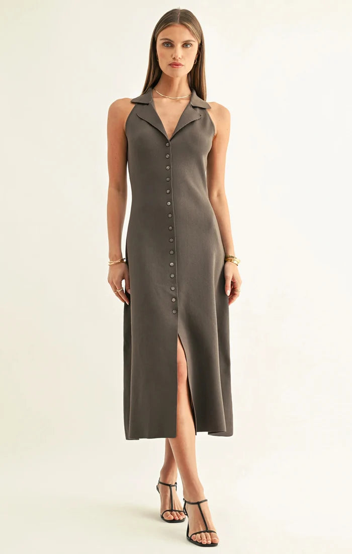 Lily Halter Shirt Midi Knit Dress Adelyn Rae