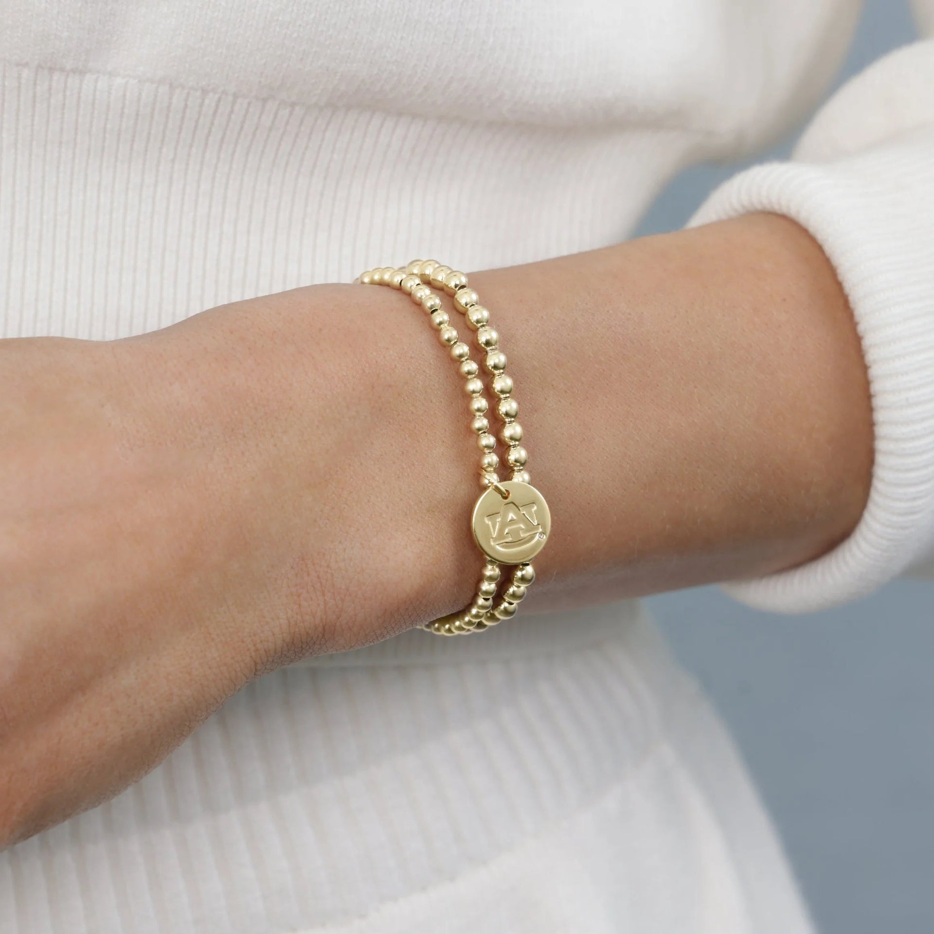eCollegiate Classic Gold 3mm Bracelet - Auburn Disc enewton