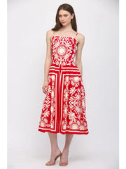 Sleeveless Fitted Bodice Gathered Waist Midi Dress Fate