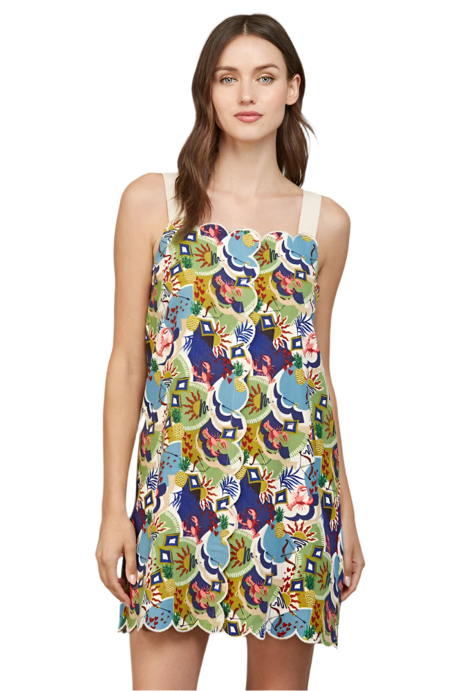 LINEN BLEND SCALLOP EDGE DRESS Shop Expeditions