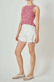 Pleated Plaid Vest English Factory