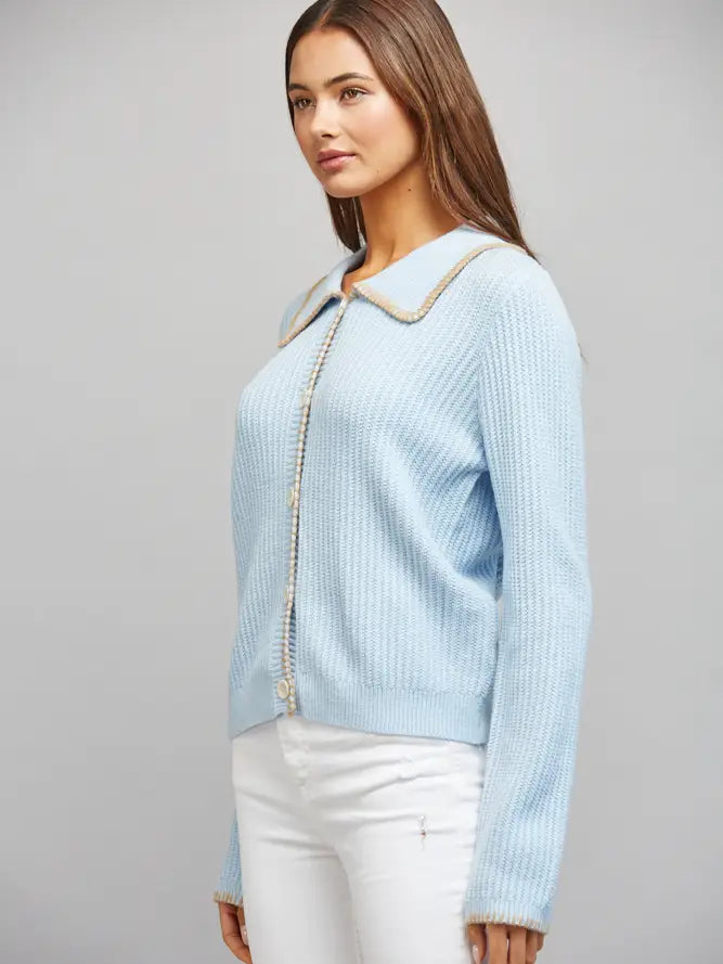 Whipstitching Edge Detail Button Up Cardigan Fate