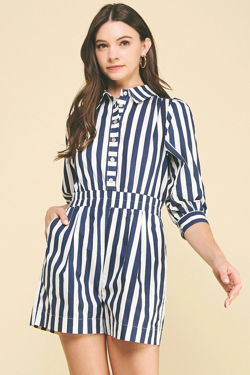 Stripe Button Down Romper