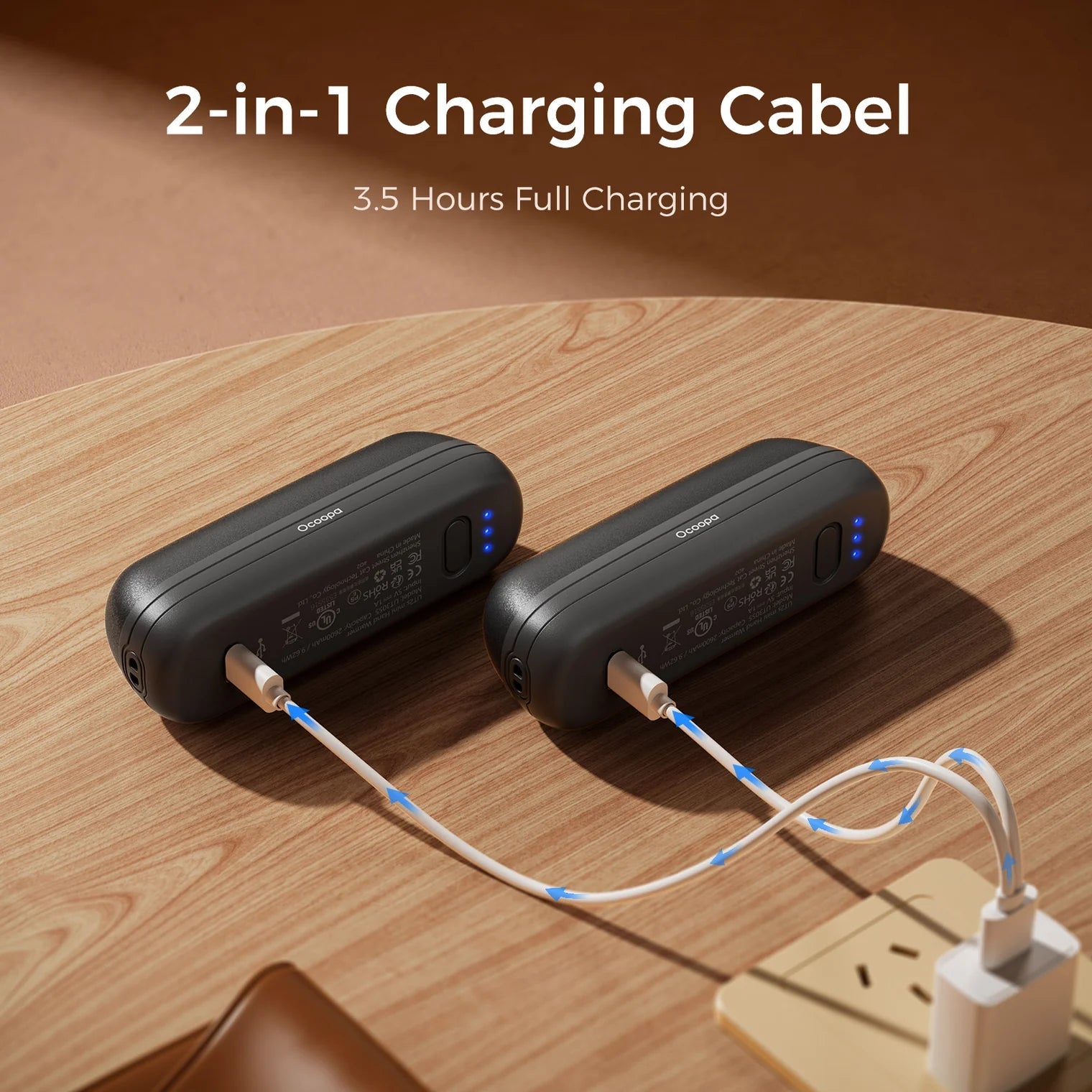 UT2s Mini Rechargeable Handwarmer in Black Ocoopa