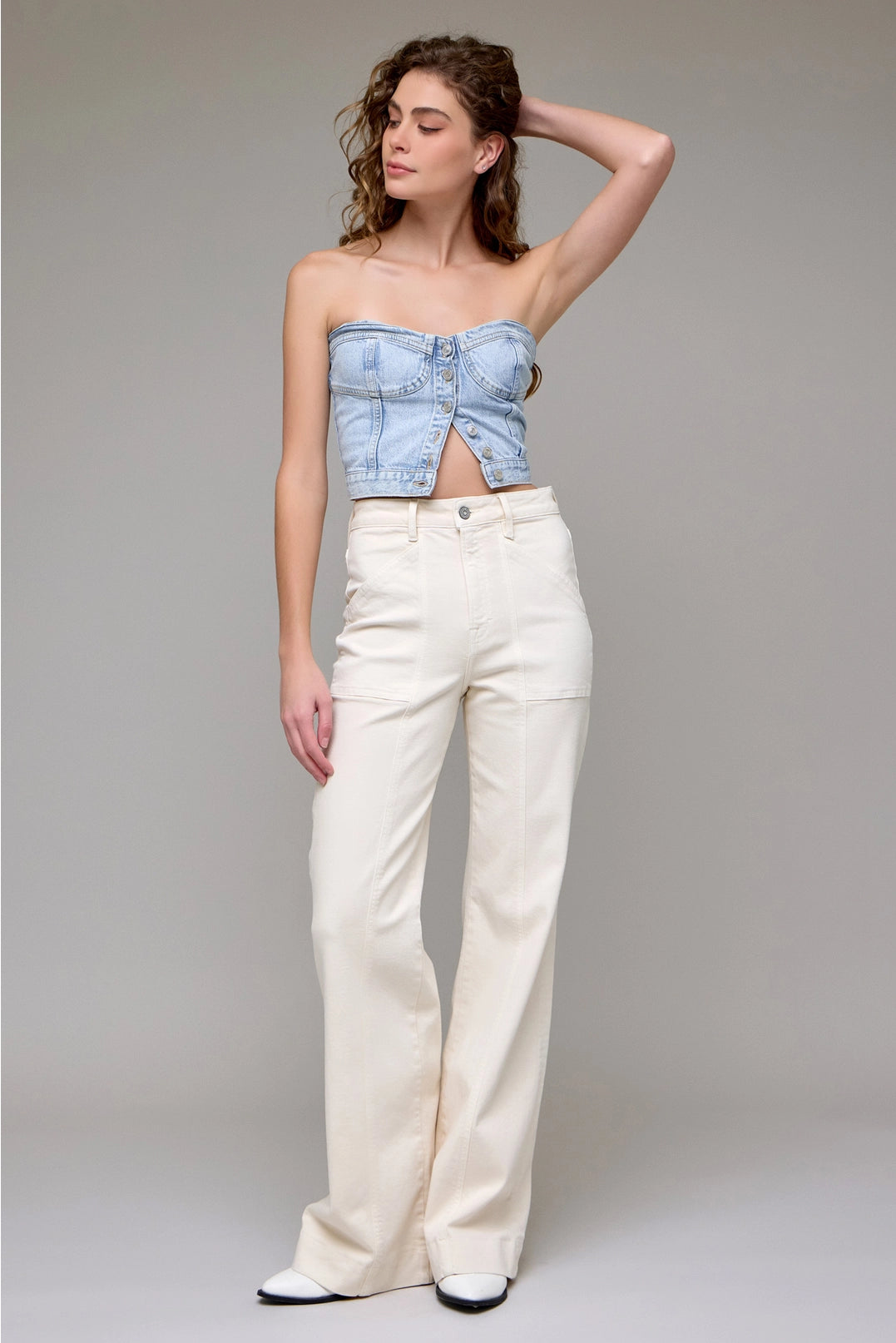Ecru Wash Seam High Rise Comfort Flare 33" Jeans Hidden Jeans