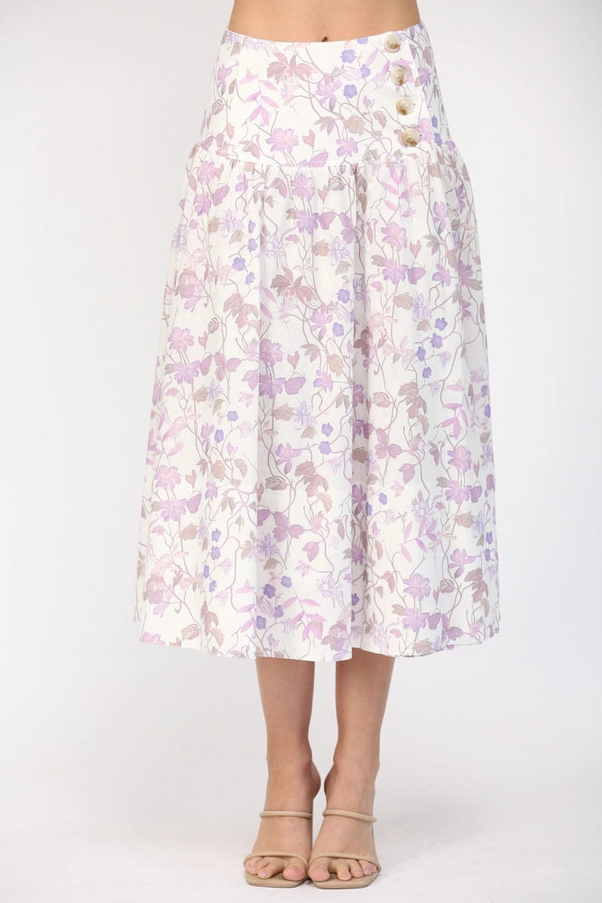 MIDI WRAP SKIRT W/YOKE LINE AND BUTTONS Fate