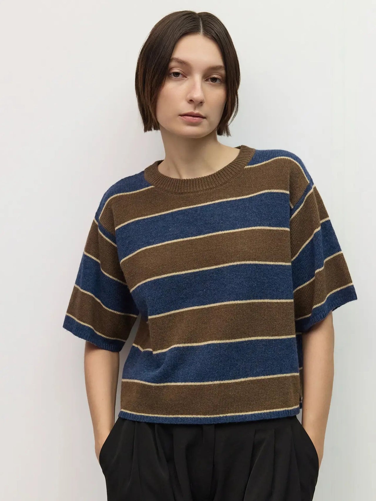 Striped Elbow Sleeve Sweater Mod Ref