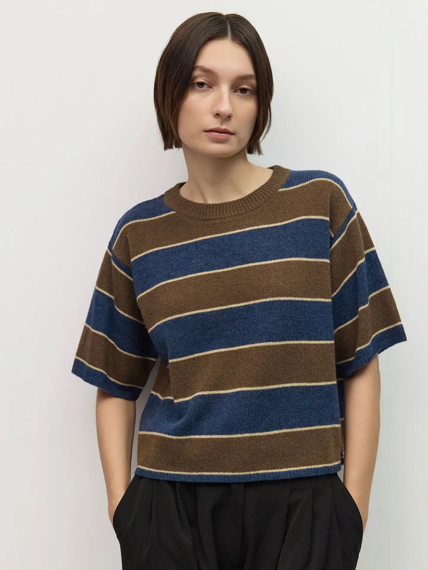 Striped Elbow Sleeve Sweater Mod Ref