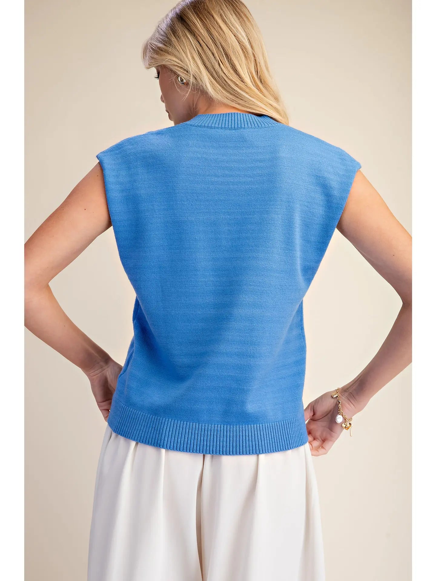 Knit Top Pullover Round Neck Sleeveless Glam