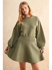 Balloon Sleeve Sweater Dress Miou Muse