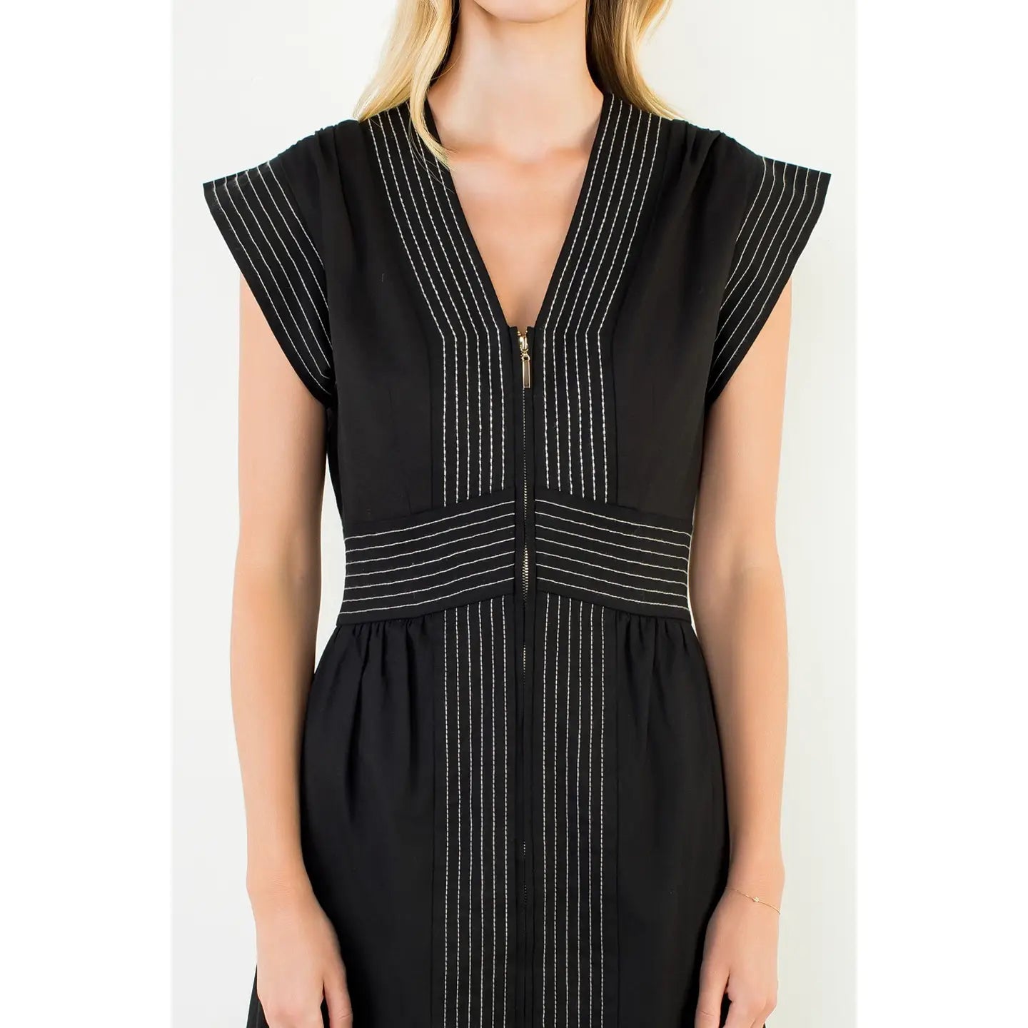 Short Sleeve Zip Up Dress THML