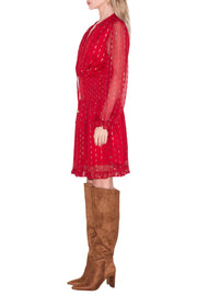 Moschata Metallic Print Long Sleeve Dress Ciebon