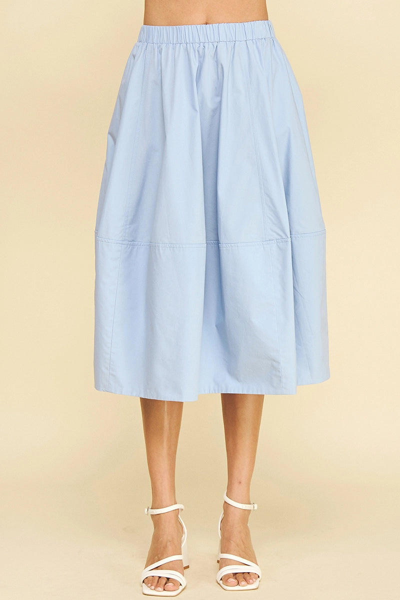 Pleated Poplin Midi Skirt Pinch