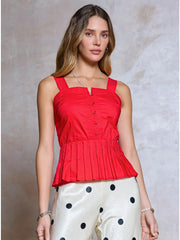 Sleeveless Embroidered Peplum Top Current Air