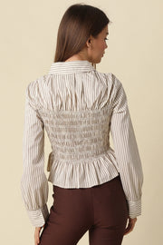 Nomi Smocked Peplum Shirt Olivaceous