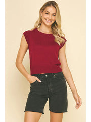Cap Sleeves Knit Top Pinch