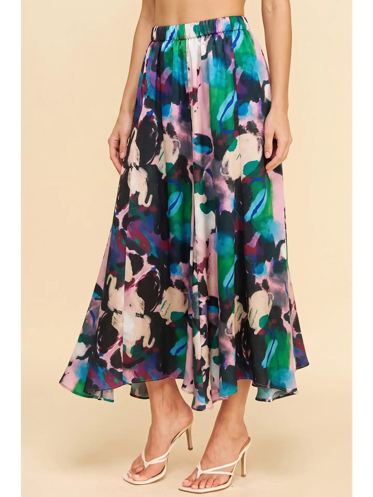 Multicolor Abstract Print Skirt Pinch