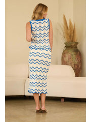 Scalloped Striped Knit Tank Top Skies are Blue