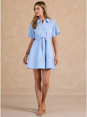 Poplin Button-Down Mini Dress Current Air