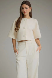 Leia Covered Button Sweater Entro