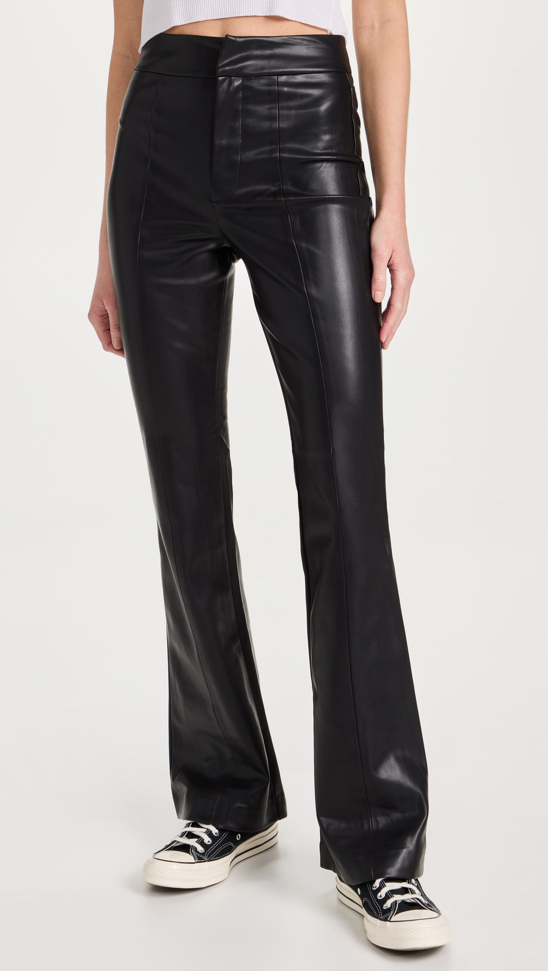 Faux Leather High Rise Flare Pant