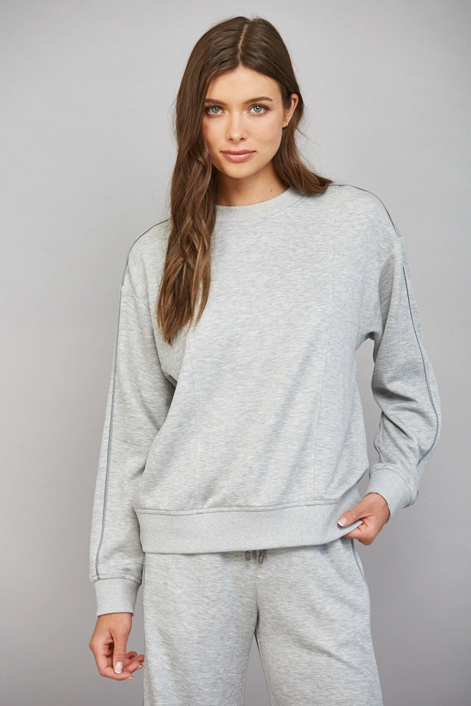 Contrast Fabric Seam Detail Drop Shoulder Sweatshirt Fate