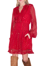 Moschata Metallic Print Long Sleeve Dress Ciebon