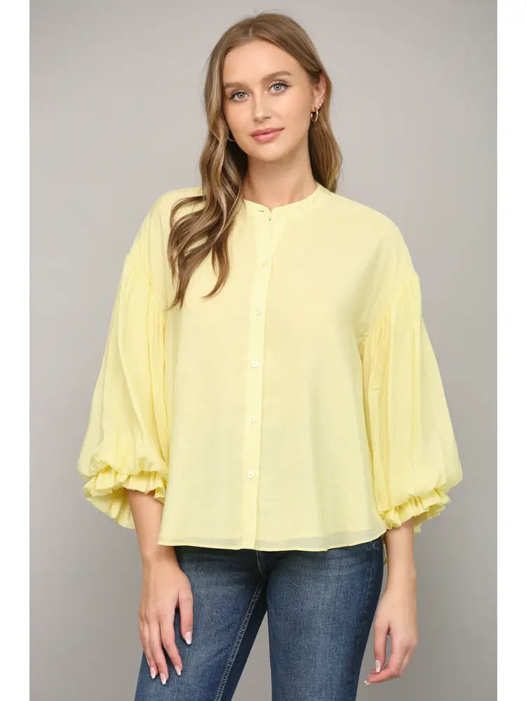 Puff Sleeve Button Down Shirt Fate