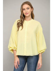 Puff Sleeve Button Down Shirt Fate