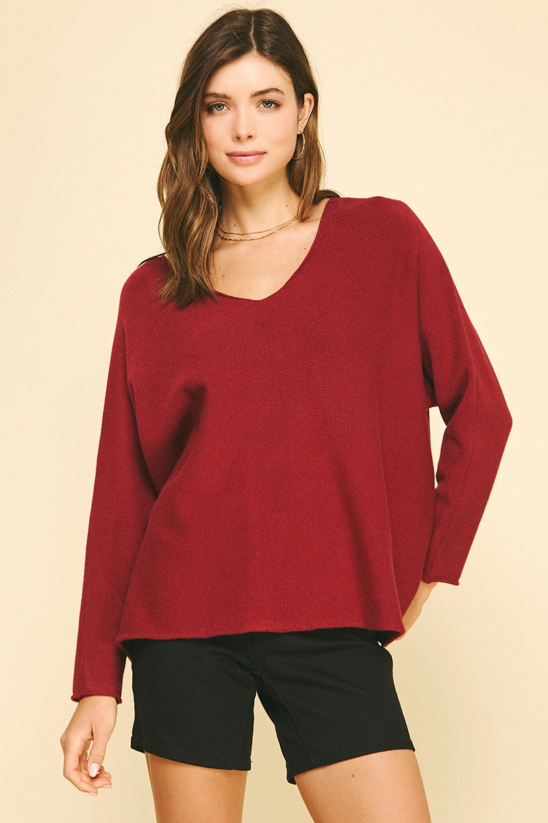 Soft V-Neck Knit Sweater Pinch