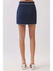 Floral Appliqué Front Slit Mini Skirt TCEC