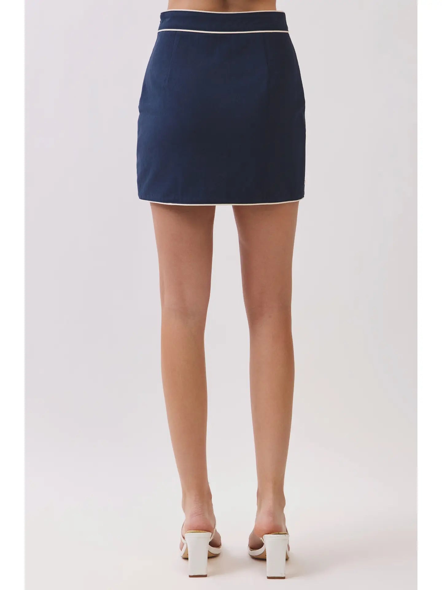 Floral Appliqué Front Slit Mini Skirt TCEC