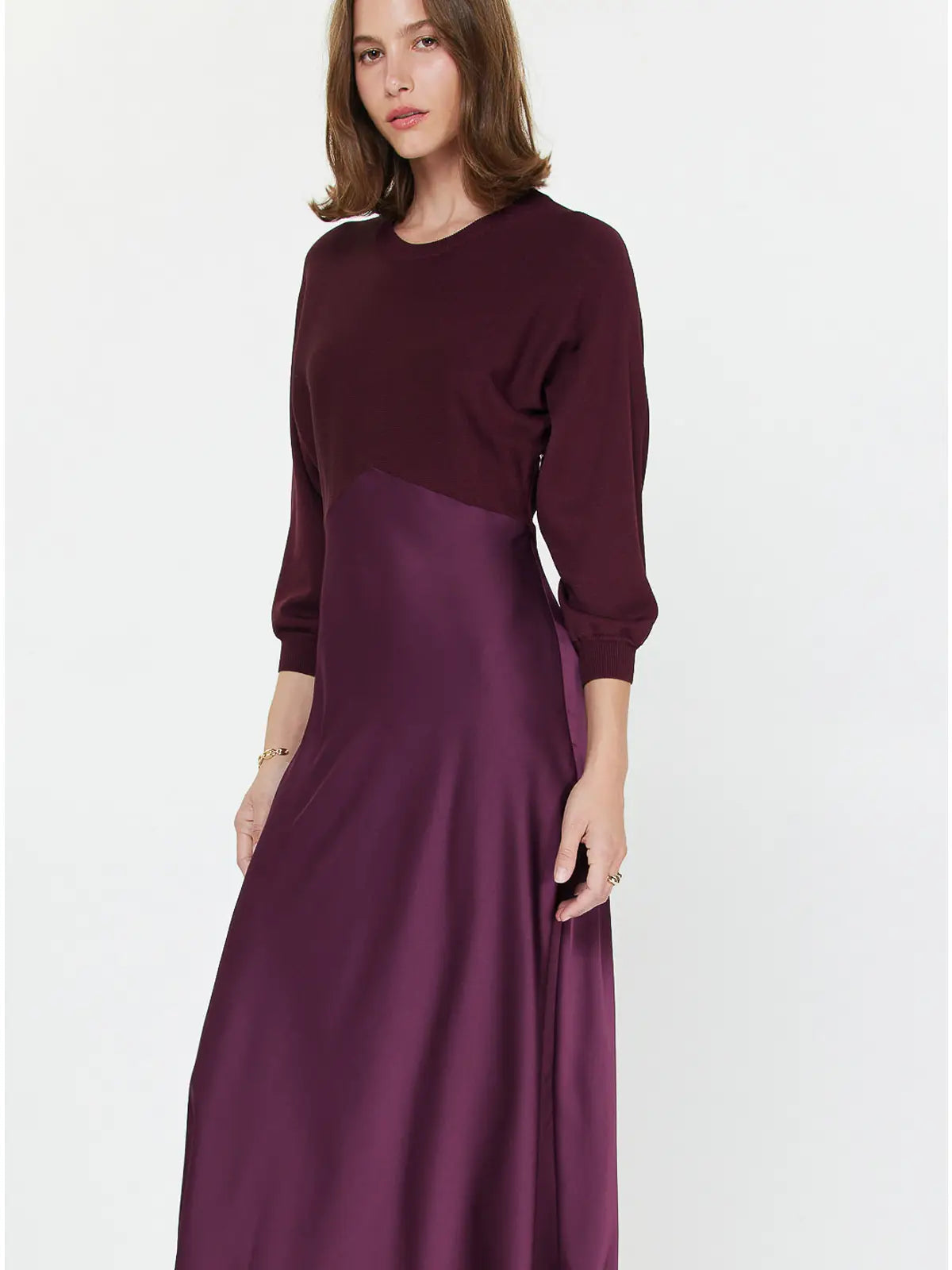 Sweater Mixed Media Midi Dress Current Air