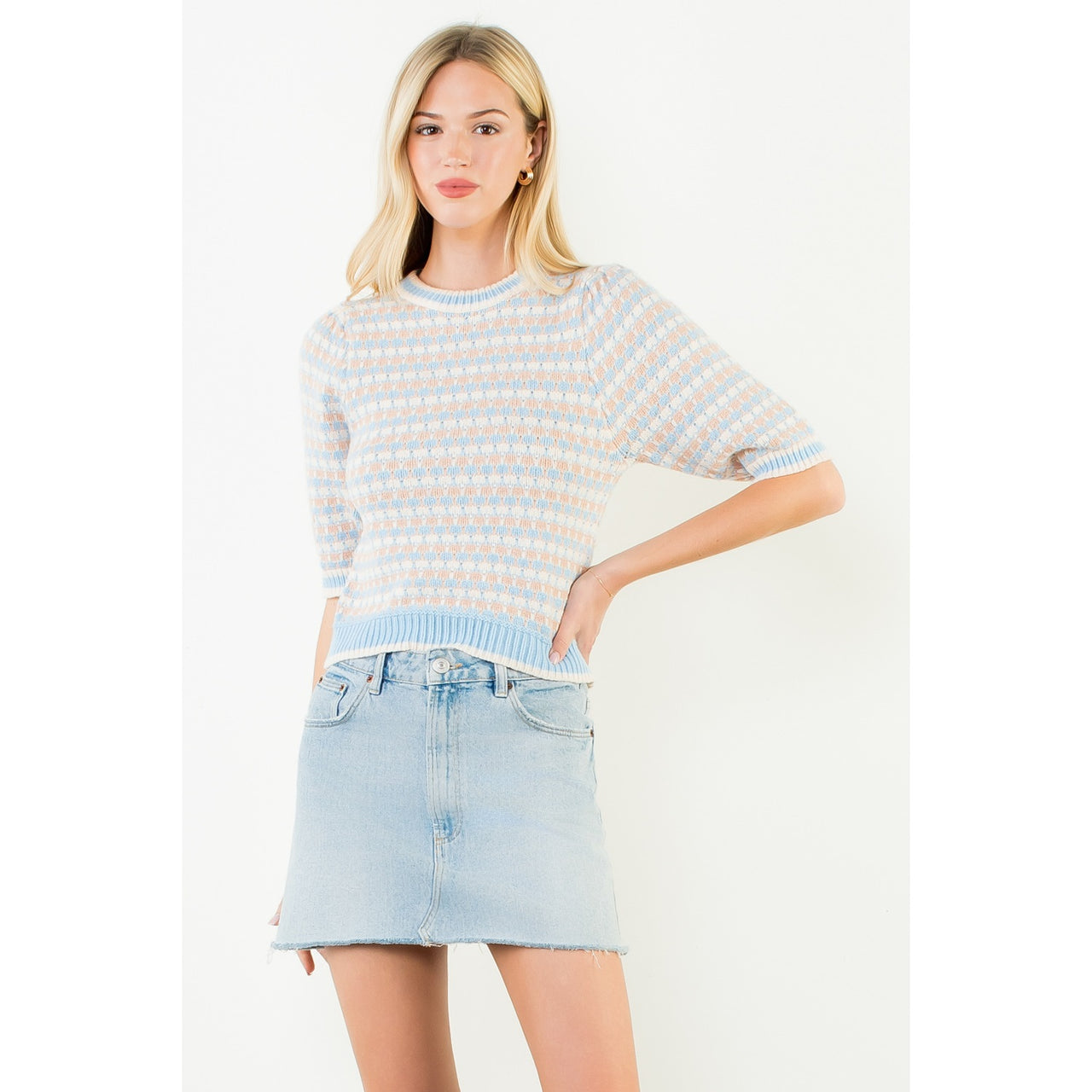 Short Sleeve Textured Knit Top