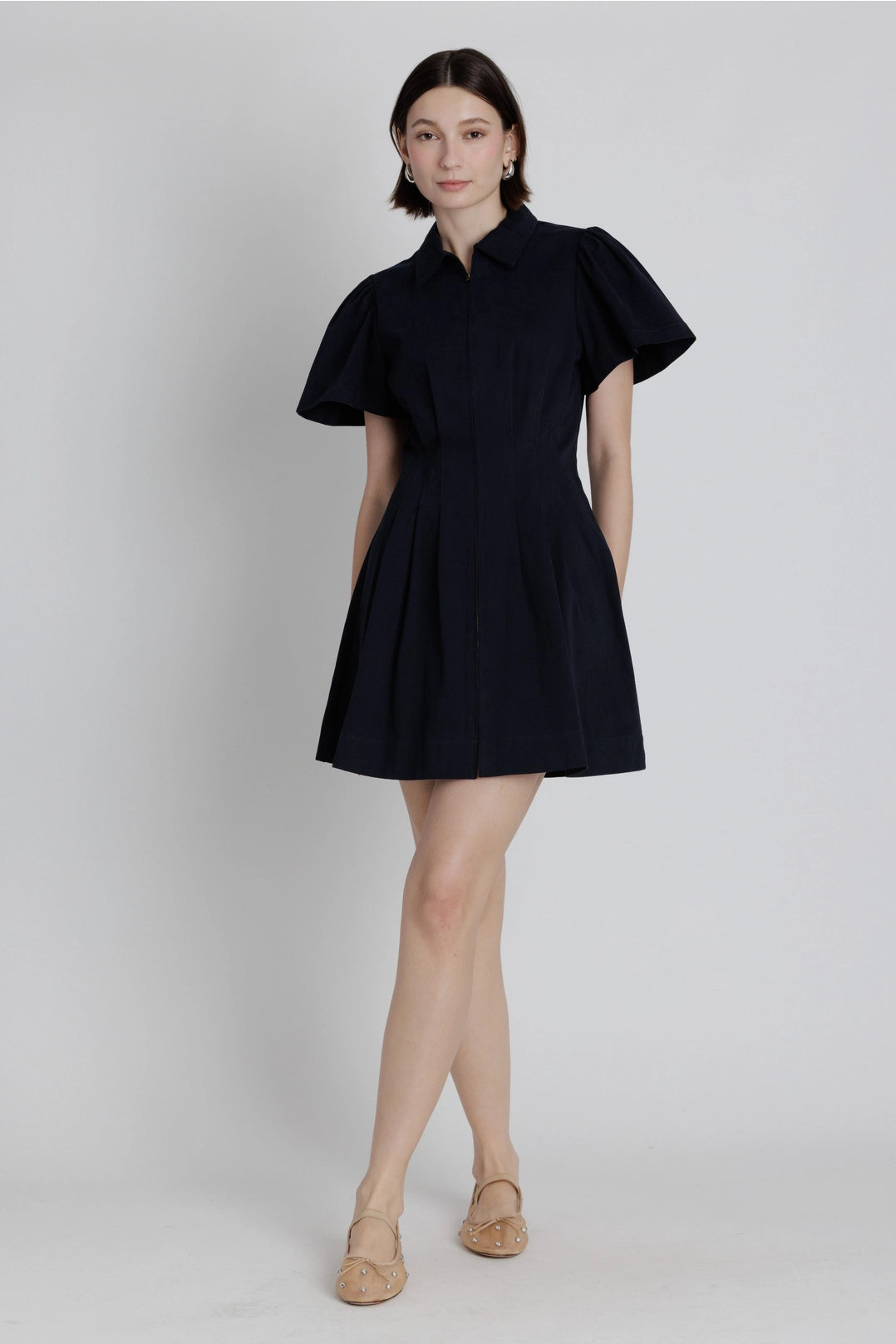 Twill Utility Mini Dress Aureum
