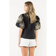 Puff Sleeve Embroidered Top THML