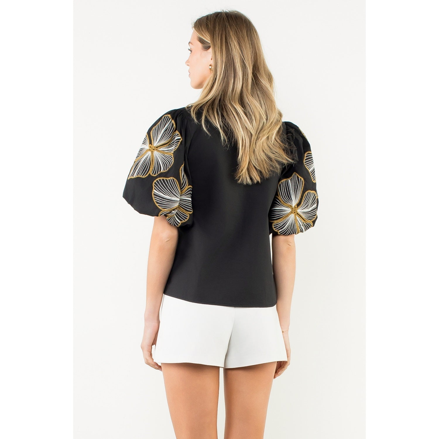 Puff Sleeve Embroidered Top THML