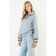 Quilted Half Zip Contrast Trim Sweater THML