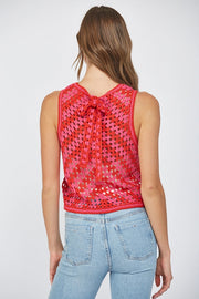 Chevron Motif Self Toe Back Crop Tank Sweater Fate