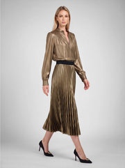 Metallic Special Pleated Midi Skirt Current Air