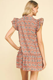 Floral Ruffle Detailed Tunic Mini Dress Pinch