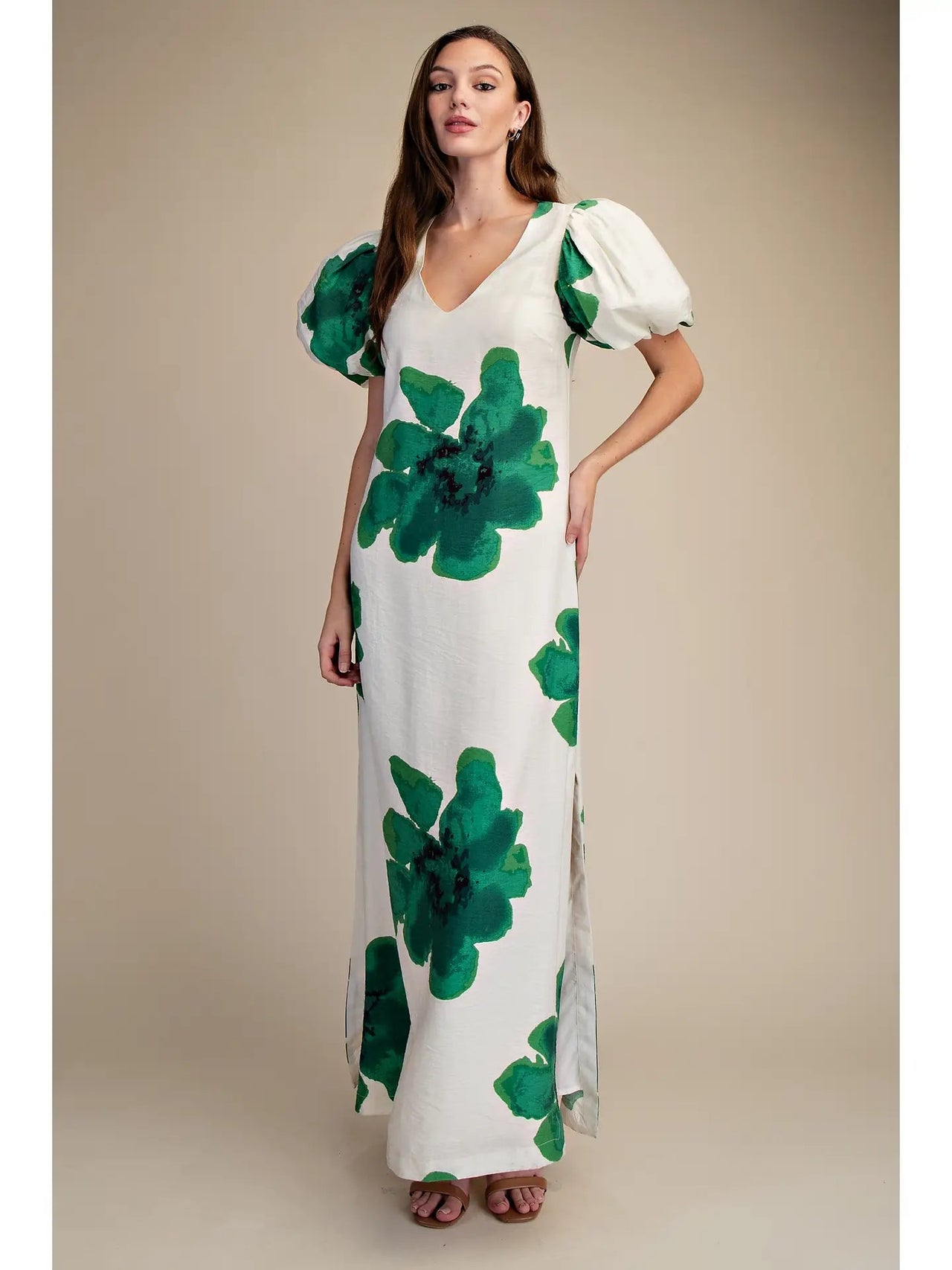 Puff-Sleeve A-Line Maxi Dress Shop Expeditions
