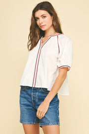 Contrast Stitch Detailed Blouse Top Pinch