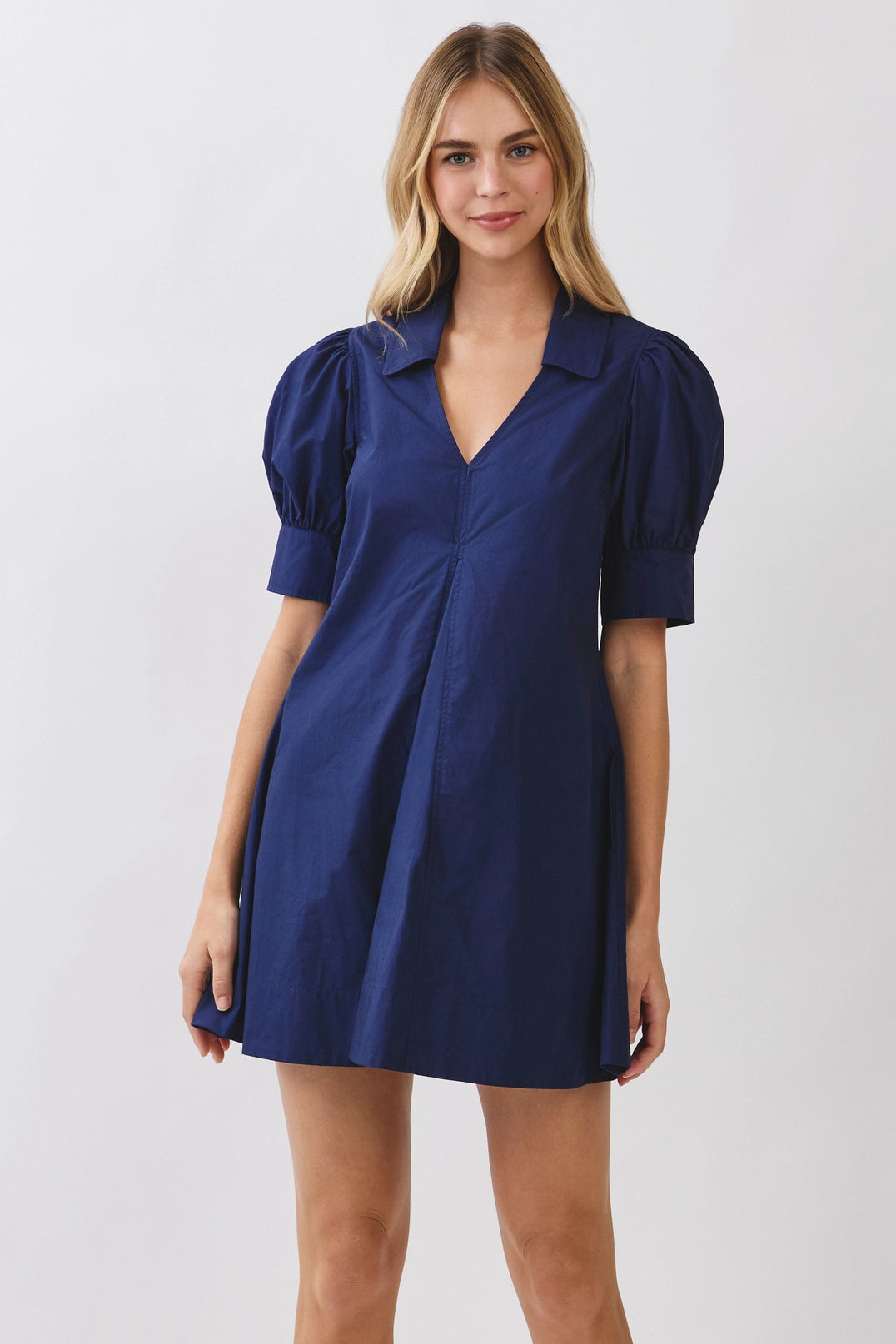 Puff Sleeve V-Neck Mini Dress Pinch