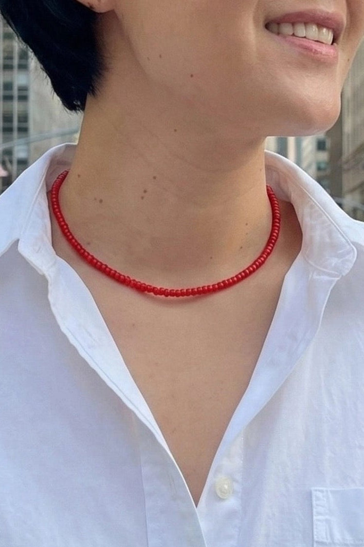 Perfect Red Beaded Necklace Ellison + Young