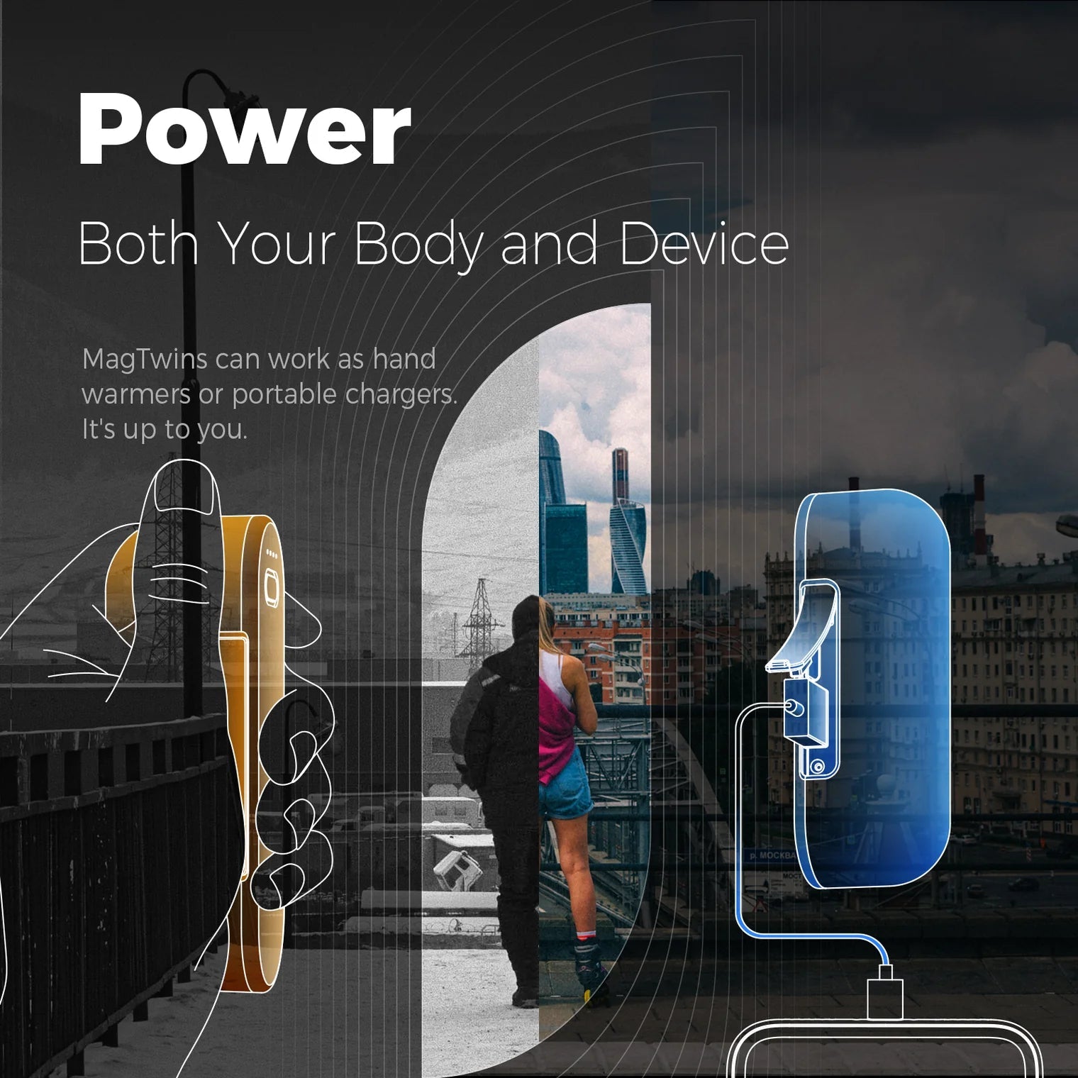 UT2s Rechargeable Handwarmer in Black Ocoopa